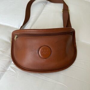 Vintage Coach British Tan Leather Belt Bag with Front Zip